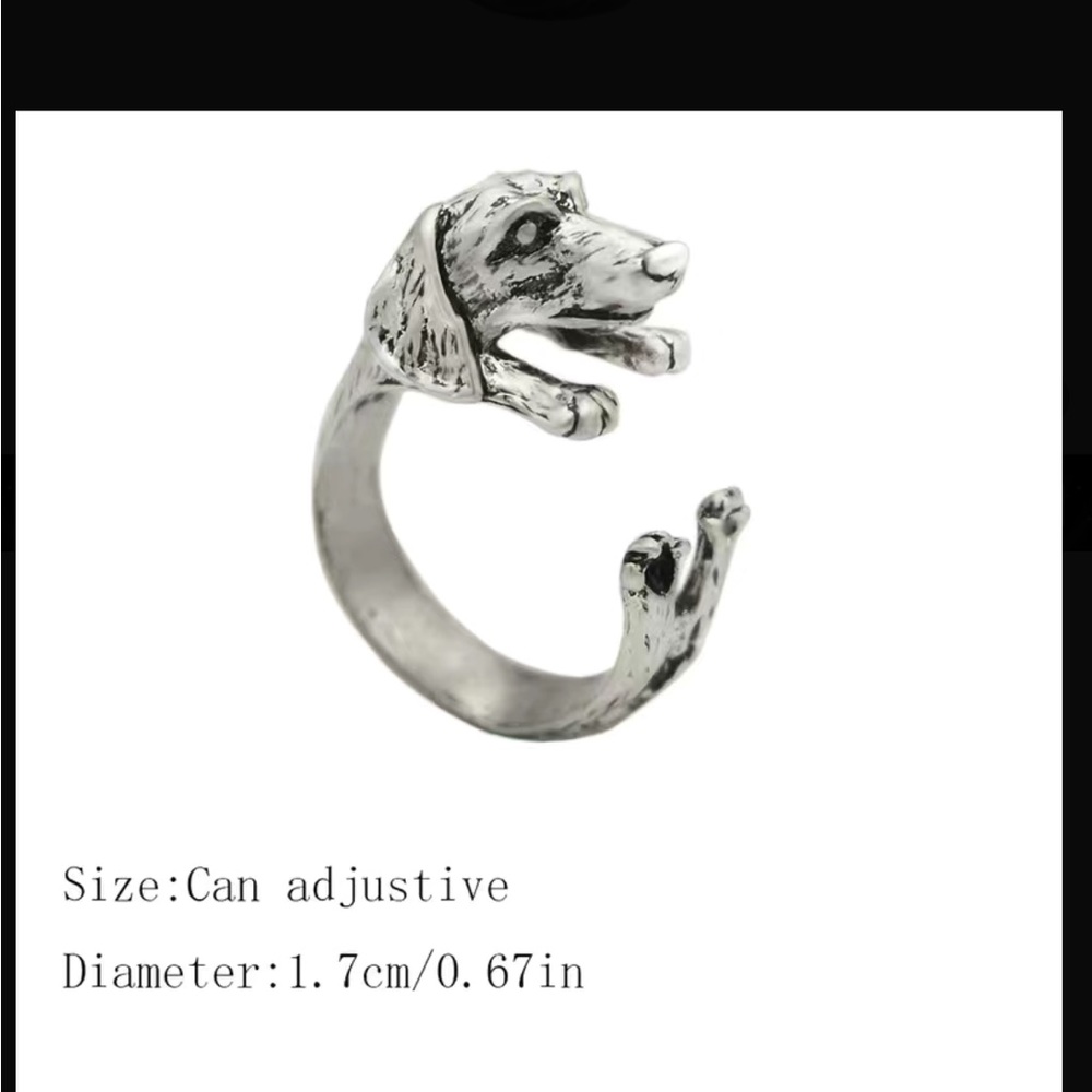 Antique Silver Dachshund Wrap Style Unisex Ring - Picture 8 of 8